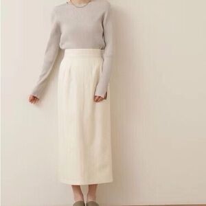 High-Waist Cream Maxi Skirt for Women